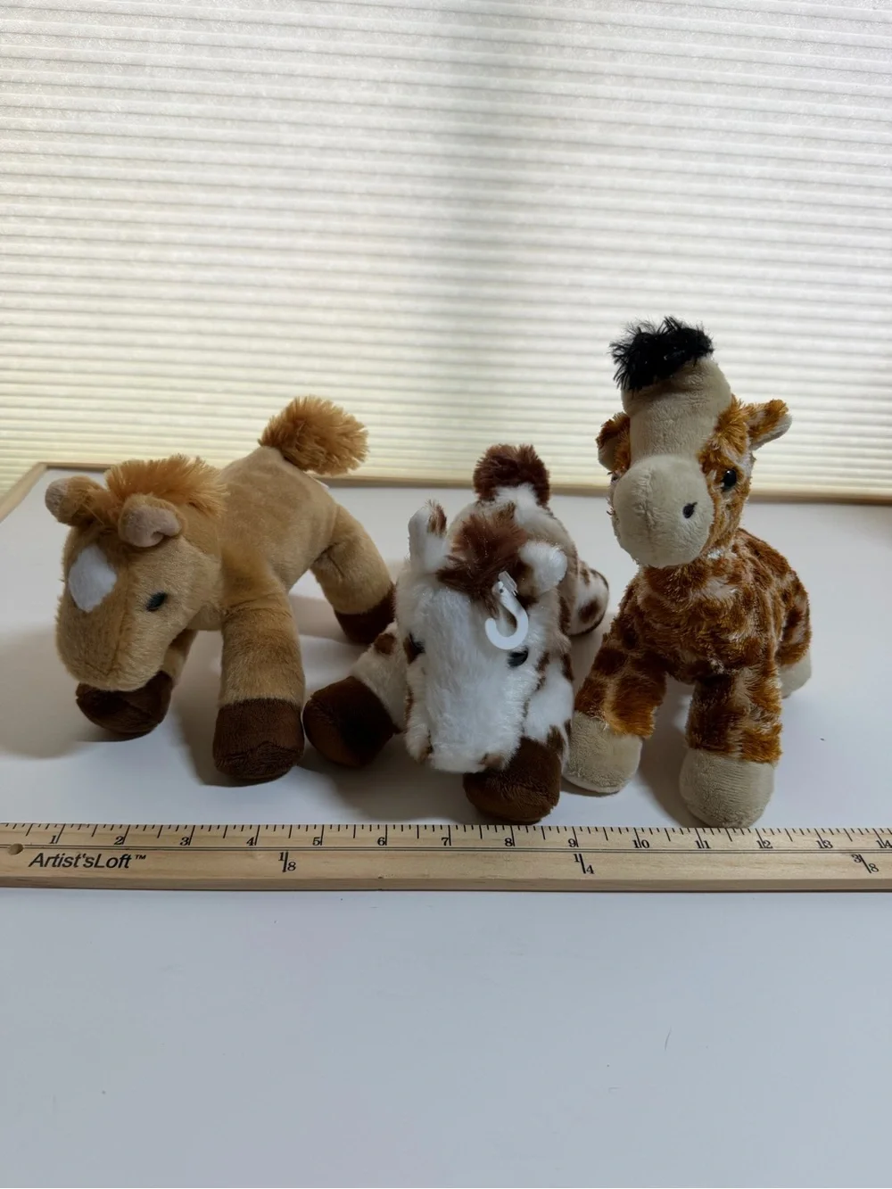 Aurora Plush Giraffe two horses. Mini Flopsie Gigi giraffe Prancer horse Gypsie